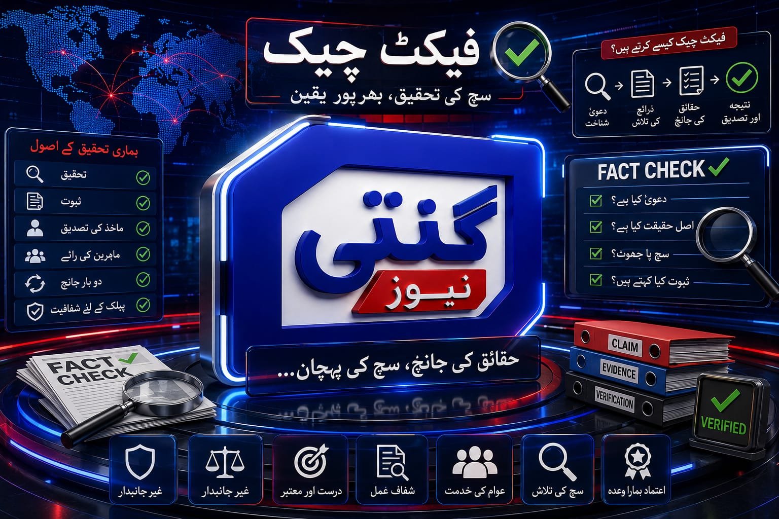 فیکٹ چیک / حقائق کی جانچسوشل میڈیا اور دیگر ذرائع پر گردش کرنے والی اہم خبروں، دعووں اور معلومات کی حقیقت جاننے کے لیے فیکٹ چیک سیکشن